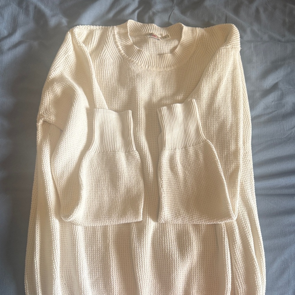 Faherty Ivory Crew Neck Sweater